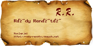 Rády Renátó névjegykártya